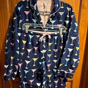 PJ Salvage Merrier with a Martini Flannel Pajama Set Small